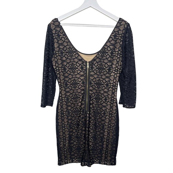 Guess Black Nude Lace Sheath Dress Size 10 Party Cocktail - Picture 7 of 12
